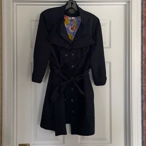 Navy coat with ruffles